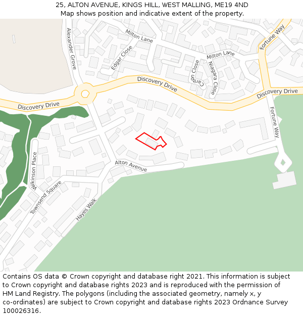 25, ALTON AVENUE, KINGS HILL, WEST MALLING, ME19 4ND: Location map and indicative extent of plot