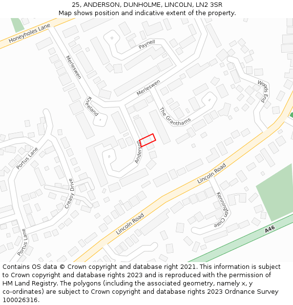 25, ANDERSON, DUNHOLME, LINCOLN, LN2 3SR: Location map and indicative extent of plot