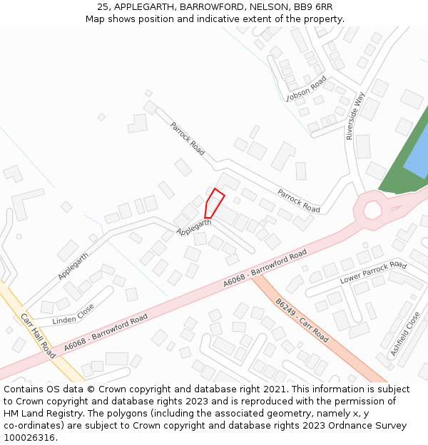 25, APPLEGARTH, BARROWFORD, NELSON, BB9 6RR: Location map and indicative extent of plot