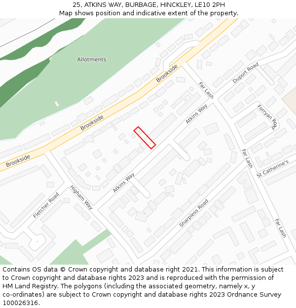 25, ATKINS WAY, BURBAGE, HINCKLEY, LE10 2PH: Location map and indicative extent of plot