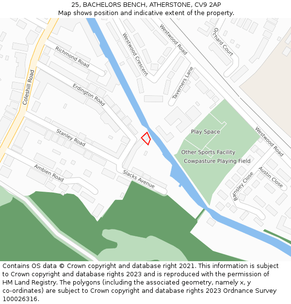 25, BACHELORS BENCH, ATHERSTONE, CV9 2AP: Location map and indicative extent of plot