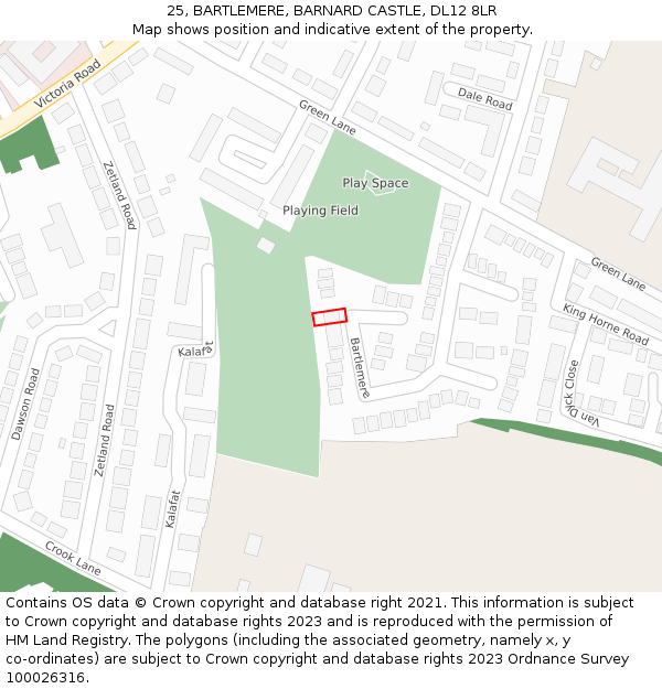 25, BARTLEMERE, BARNARD CASTLE, DL12 8LR: Location map and indicative extent of plot