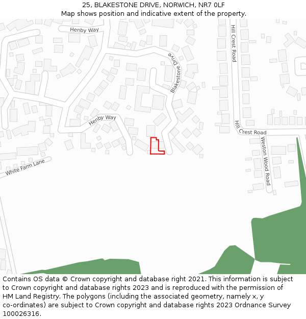 25, BLAKESTONE DRIVE, NORWICH, NR7 0LF: Location map and indicative extent of plot