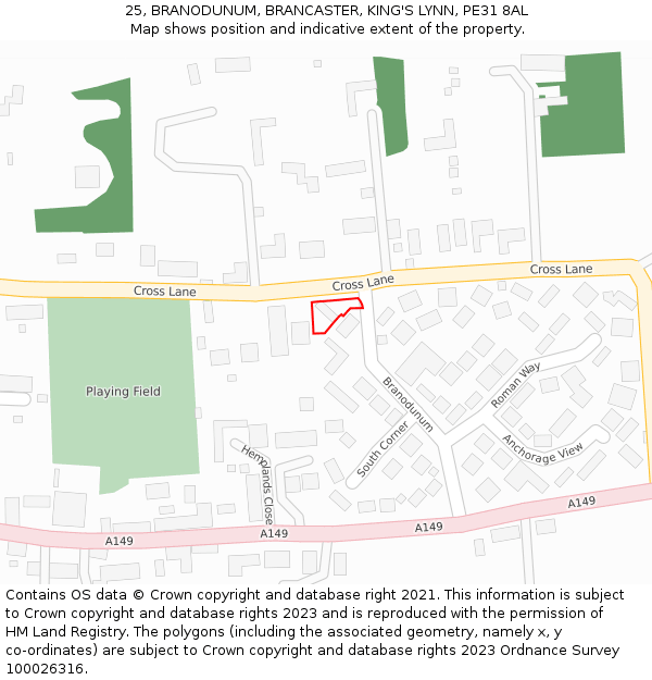 25, BRANODUNUM, BRANCASTER, KING'S LYNN, PE31 8AL: Location map and indicative extent of plot