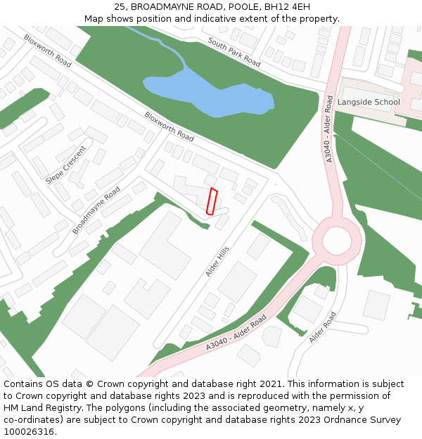25, BROADMAYNE ROAD, POOLE, BH12 4EH: Location map and indicative extent of plot