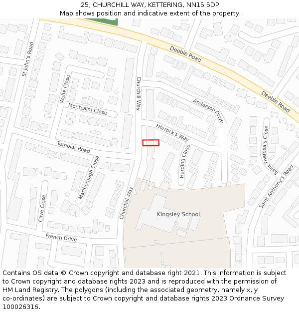 25, CHURCHILL WAY, KETTERING, NN15 5DP: Location map and indicative extent of plot