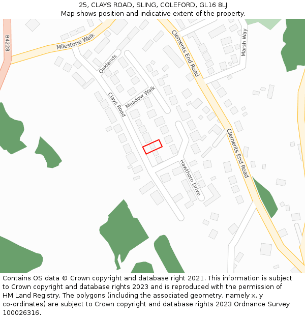 25, CLAYS ROAD, SLING, COLEFORD, GL16 8LJ: Location map and indicative extent of plot