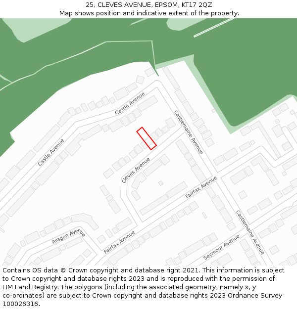 25, CLEVES AVENUE, EPSOM, KT17 2QZ: Location map and indicative extent of plot