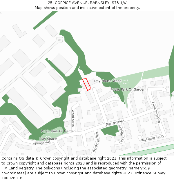 25, COPPICE AVENUE, BARNSLEY, S75 1JW: Location map and indicative extent of plot