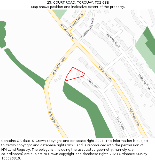 25, COURT ROAD, TORQUAY, TQ2 6SE: Location map and indicative extent of plot