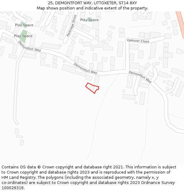 25, DEMONTFORT WAY, UTTOXETER, ST14 8XY: Location map and indicative extent of plot
