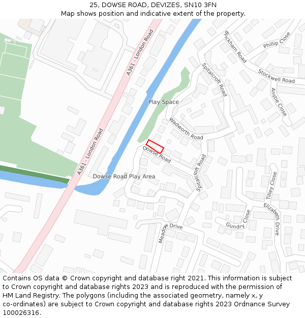 25, DOWSE ROAD, DEVIZES, SN10 3FN: Location map and indicative extent of plot