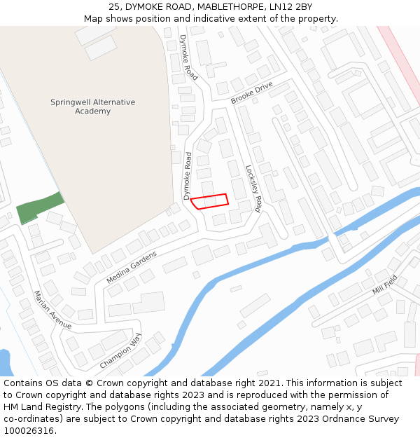 25, DYMOKE ROAD, MABLETHORPE, LN12 2BY: Location map and indicative extent of plot