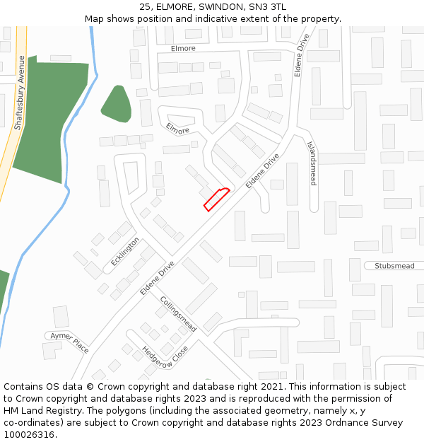 25, ELMORE, SWINDON, SN3 3TL: Location map and indicative extent of plot
