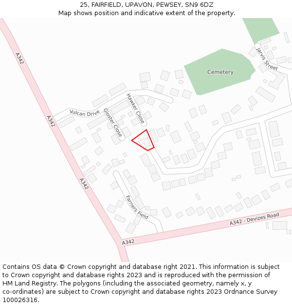 25, FAIRFIELD, UPAVON, PEWSEY, SN9 6DZ: Location map and indicative extent of plot