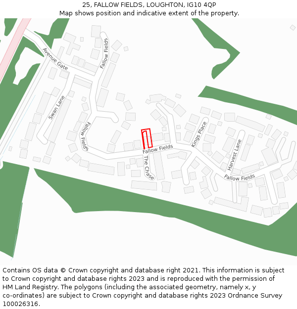 25, FALLOW FIELDS, LOUGHTON, IG10 4QP: Location map and indicative extent of plot