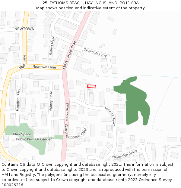 25, FATHOMS REACH, HAYLING ISLAND, PO11 0RA: Location map and indicative extent of plot