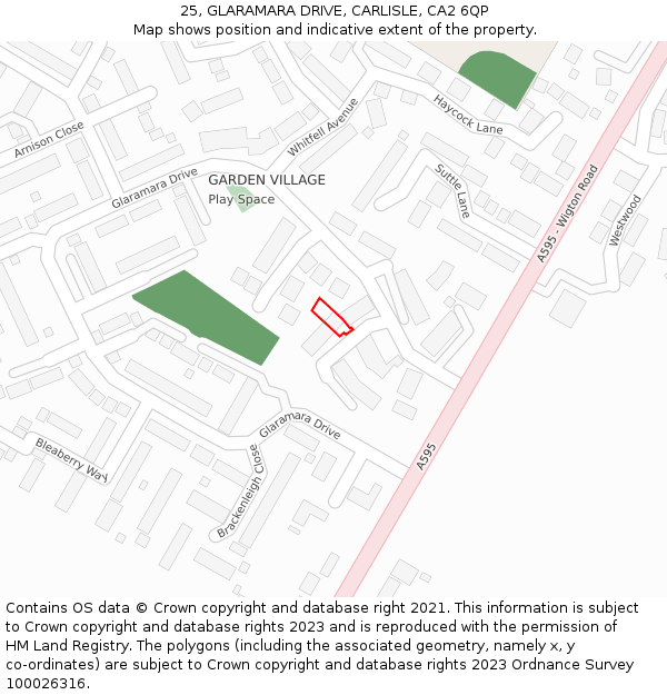 25, GLARAMARA DRIVE, CARLISLE, CA2 6QP: Location map and indicative extent of plot