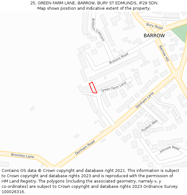 25, GREEN FARM LANE, BARROW, BURY ST EDMUNDS, IP29 5DN: Location map and indicative extent of plot