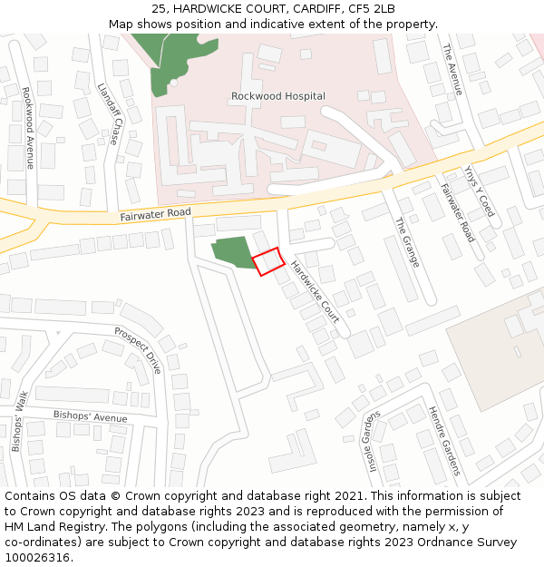 25, HARDWICKE COURT, CARDIFF, CF5 2LB: Location map and indicative extent of plot