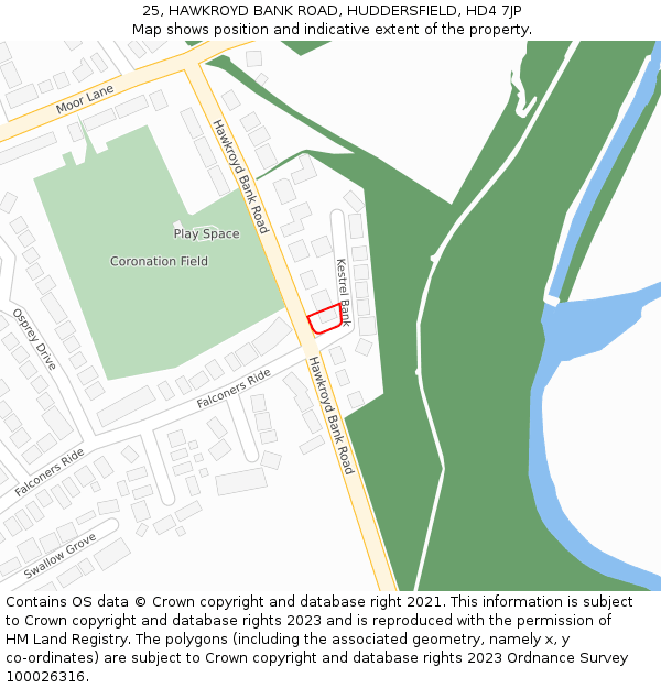 25, HAWKROYD BANK ROAD, HUDDERSFIELD, HD4 7JP: Location map and indicative extent of plot