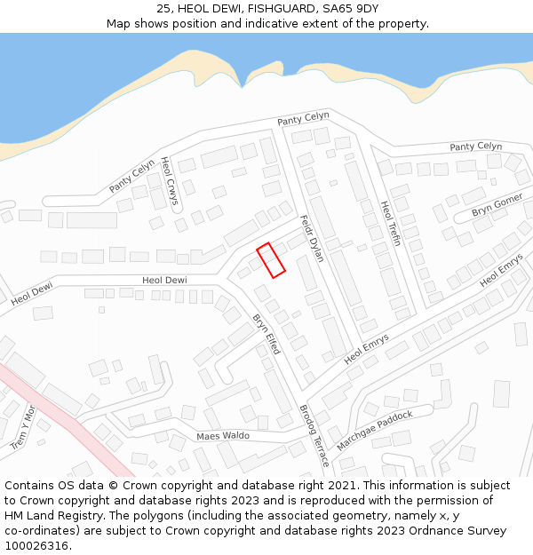 25, HEOL DEWI, FISHGUARD, SA65 9DY: Location map and indicative extent of plot