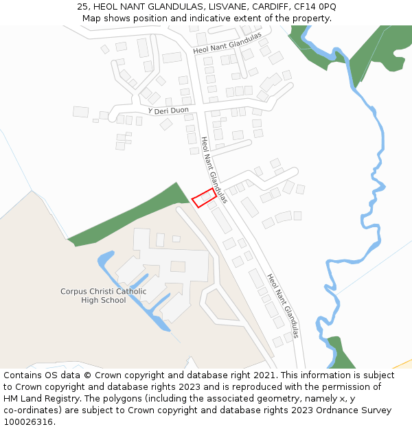 25, HEOL NANT GLANDULAS, LISVANE, CARDIFF, CF14 0PQ: Location map and indicative extent of plot