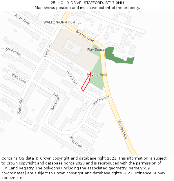 25, HOLLY DRIVE, STAFFORD, ST17 0NH: Location map and indicative extent of plot