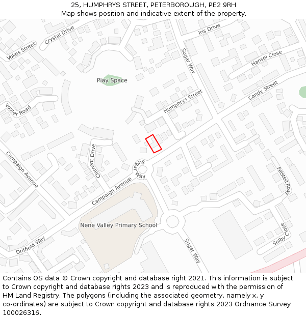 25, HUMPHRYS STREET, PETERBOROUGH, PE2 9RH: Location map and indicative extent of plot