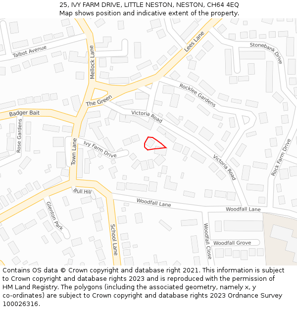 25, IVY FARM DRIVE, LITTLE NESTON, NESTON, CH64 4EQ: Location map and indicative extent of plot