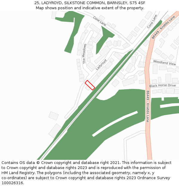 25, LADYROYD, SILKSTONE COMMON, BARNSLEY, S75 4SF: Location map and indicative extent of plot