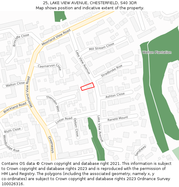 25, LAKE VIEW AVENUE, CHESTERFIELD, S40 3DR: Location map and indicative extent of plot