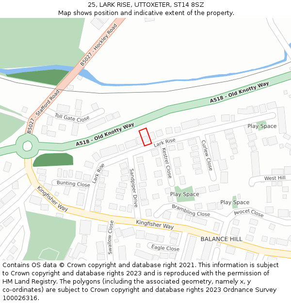 25, LARK RISE, UTTOXETER, ST14 8SZ: Location map and indicative extent of plot
