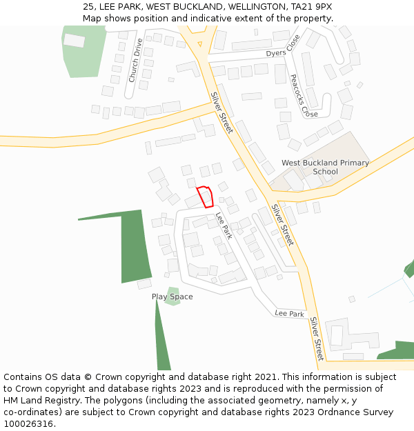 25, LEE PARK, WEST BUCKLAND, WELLINGTON, TA21 9PX: Location map and indicative extent of plot