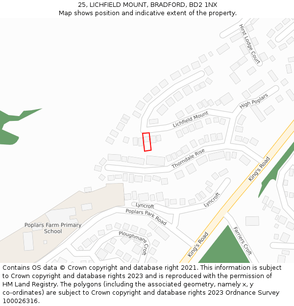 25, LICHFIELD MOUNT, BRADFORD, BD2 1NX: Location map and indicative extent of plot