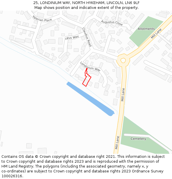 25, LONDINIUM WAY, NORTH HYKEHAM, LINCOLN, LN6 9LF: Location map and indicative extent of plot
