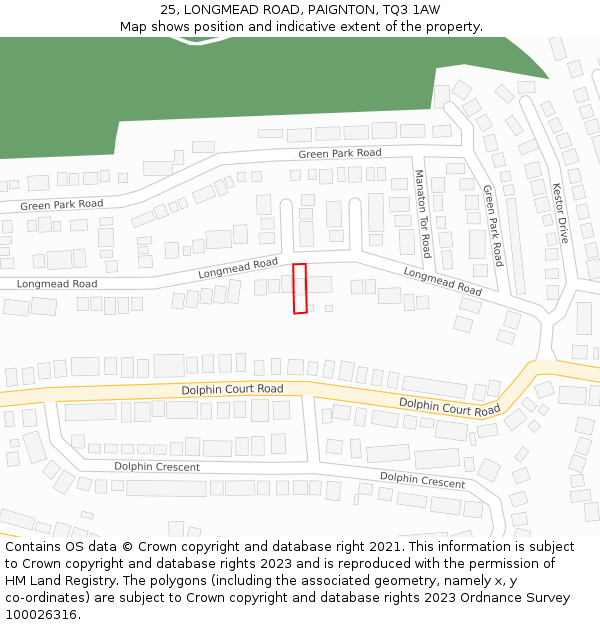25, LONGMEAD ROAD, PAIGNTON, TQ3 1AW: Location map and indicative extent of plot
