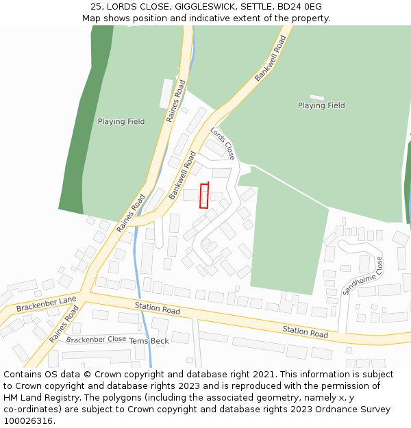 25, LORDS CLOSE, GIGGLESWICK, SETTLE, BD24 0EG: Location map and indicative extent of plot