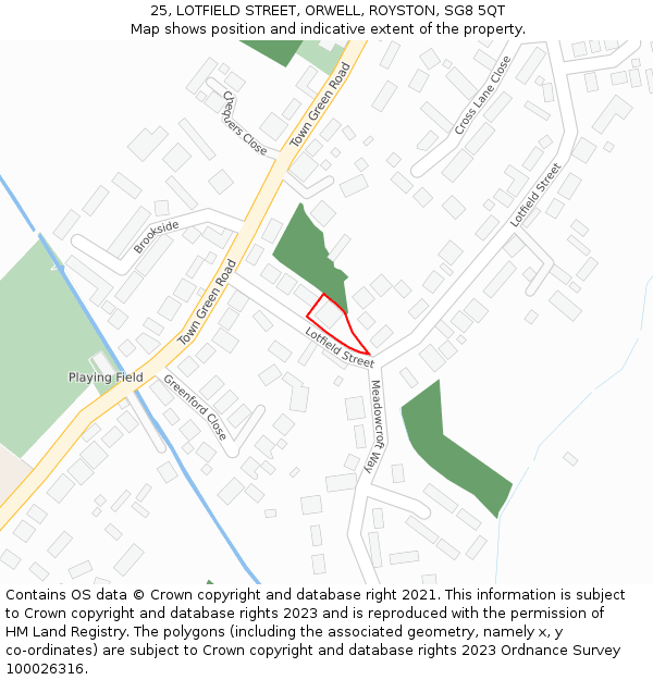 25, LOTFIELD STREET, ORWELL, ROYSTON, SG8 5QT: Location map and indicative extent of plot