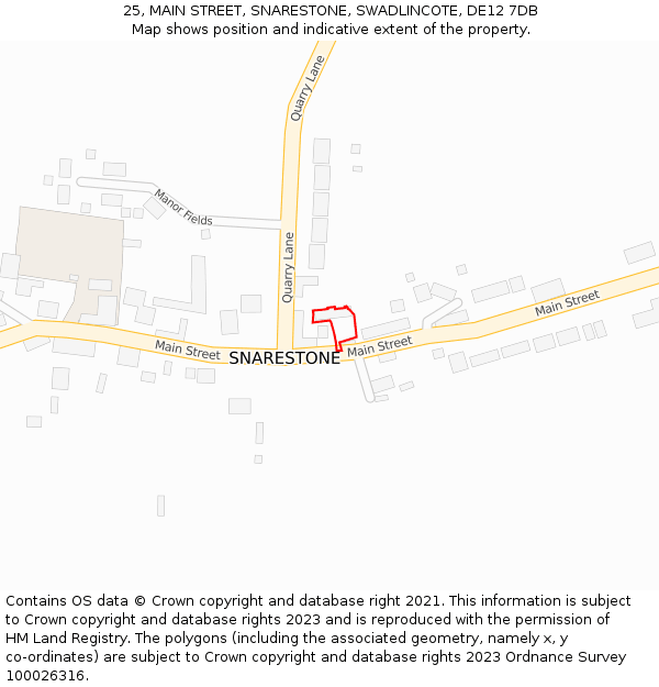 25, MAIN STREET, SNARESTONE, SWADLINCOTE, DE12 7DB: Location map and indicative extent of plot