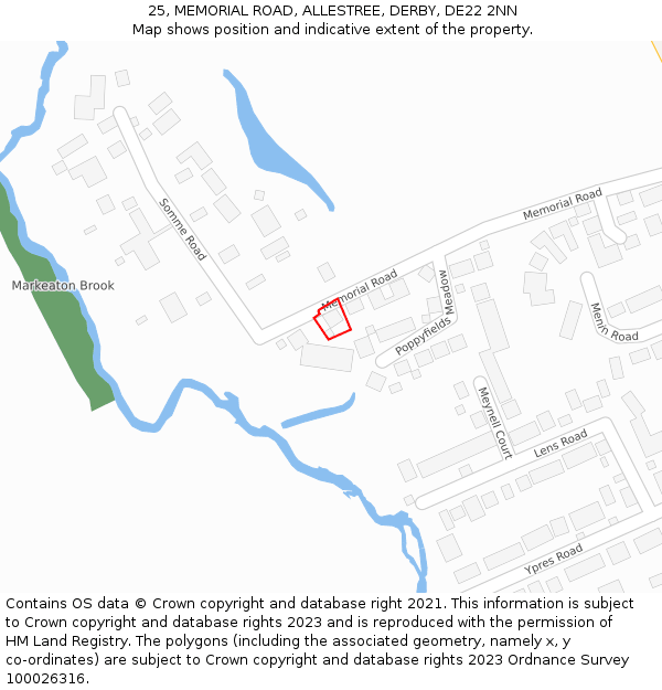 25, MEMORIAL ROAD, ALLESTREE, DERBY, DE22 2NN: Location map and indicative extent of plot