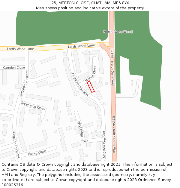 25, MERTON CLOSE, CHATHAM, ME5 8YX: Location map and indicative extent of plot