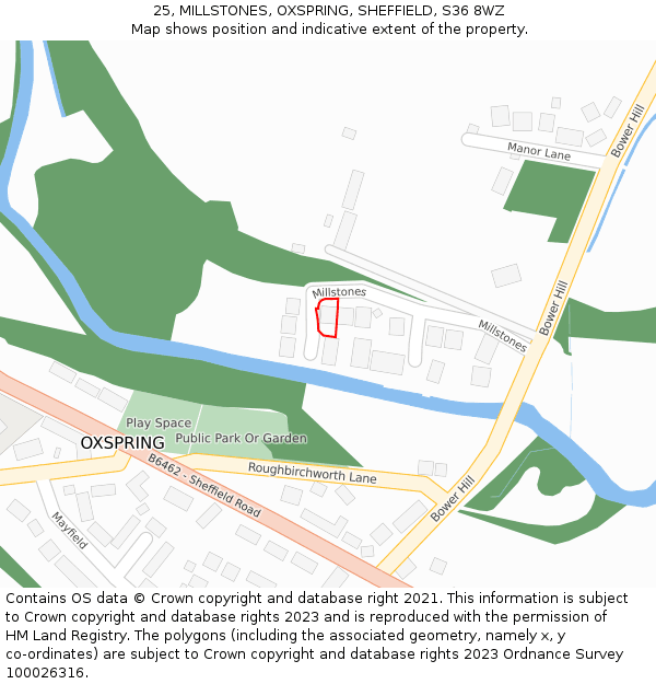 25, MILLSTONES, OXSPRING, SHEFFIELD, S36 8WZ: Location map and indicative extent of plot