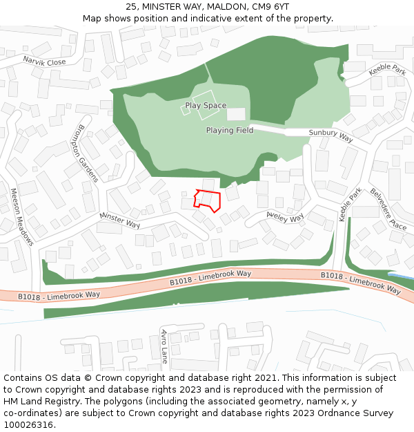 25, MINSTER WAY, MALDON, CM9 6YT: Location map and indicative extent of plot