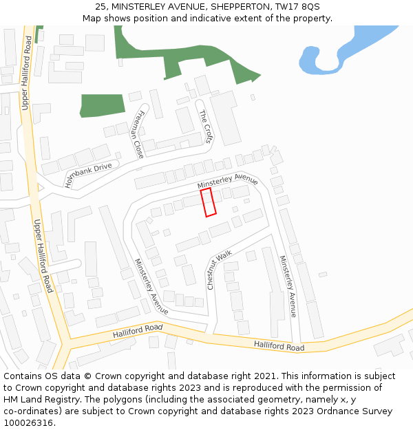 25, MINSTERLEY AVENUE, SHEPPERTON, TW17 8QS: Location map and indicative extent of plot
