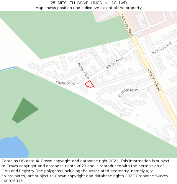 25, MITCHELL DRIVE, LINCOLN, LN1 1WD: Location map and indicative extent of plot
