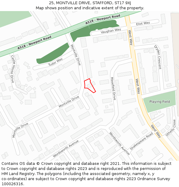 25, MONTVILLE DRIVE, STAFFORD, ST17 9XJ: Location map and indicative extent of plot