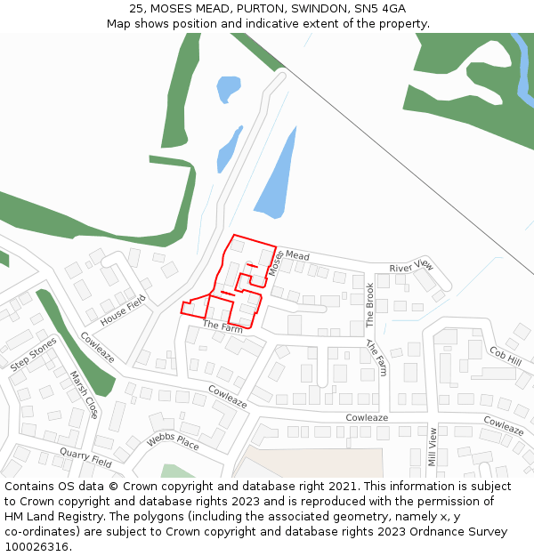 25, MOSES MEAD, PURTON, SWINDON, SN5 4GA: Location map and indicative extent of plot
