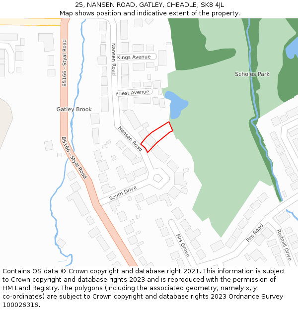 25, NANSEN ROAD, GATLEY, CHEADLE, SK8 4JL: Location map and indicative extent of plot