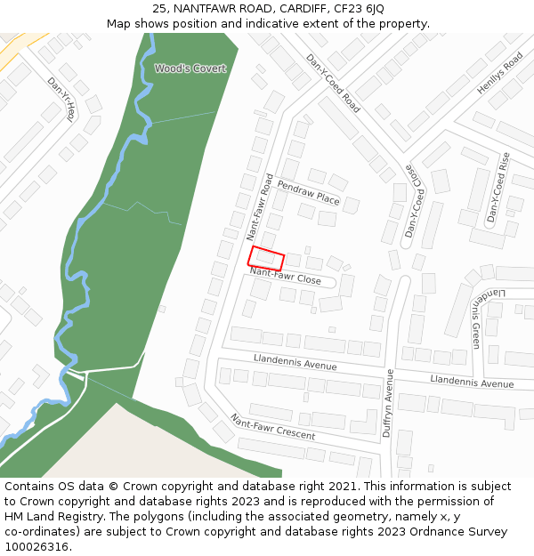 25, NANTFAWR ROAD, CARDIFF, CF23 6JQ: Location map and indicative extent of plot